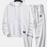 Comfortable Geometric Jacquard Hoodie and Jogger Set