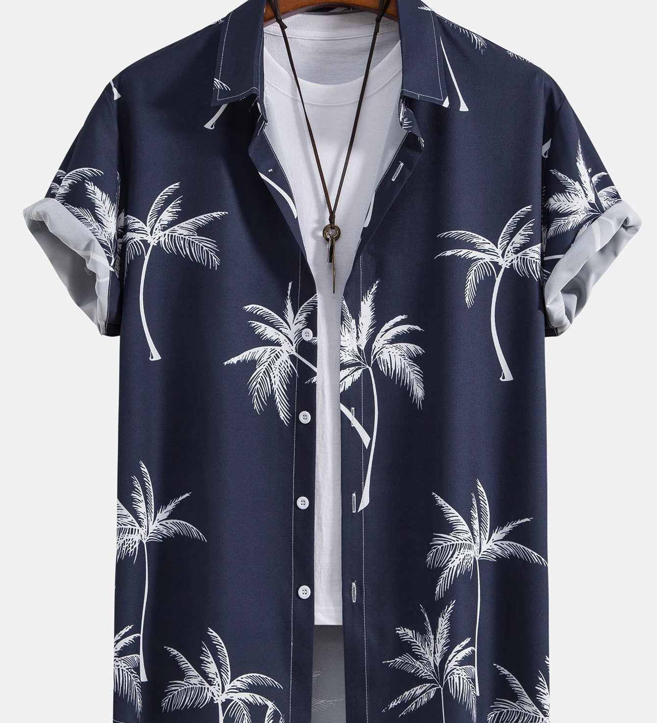 Button-Up Shirt with Palm Tree Print