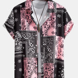 Paisley Print Button-Up Shirt with Matching Swim Shorts - Unique Pattern Design