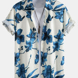 Floral Ink Print Button-Up Shirt