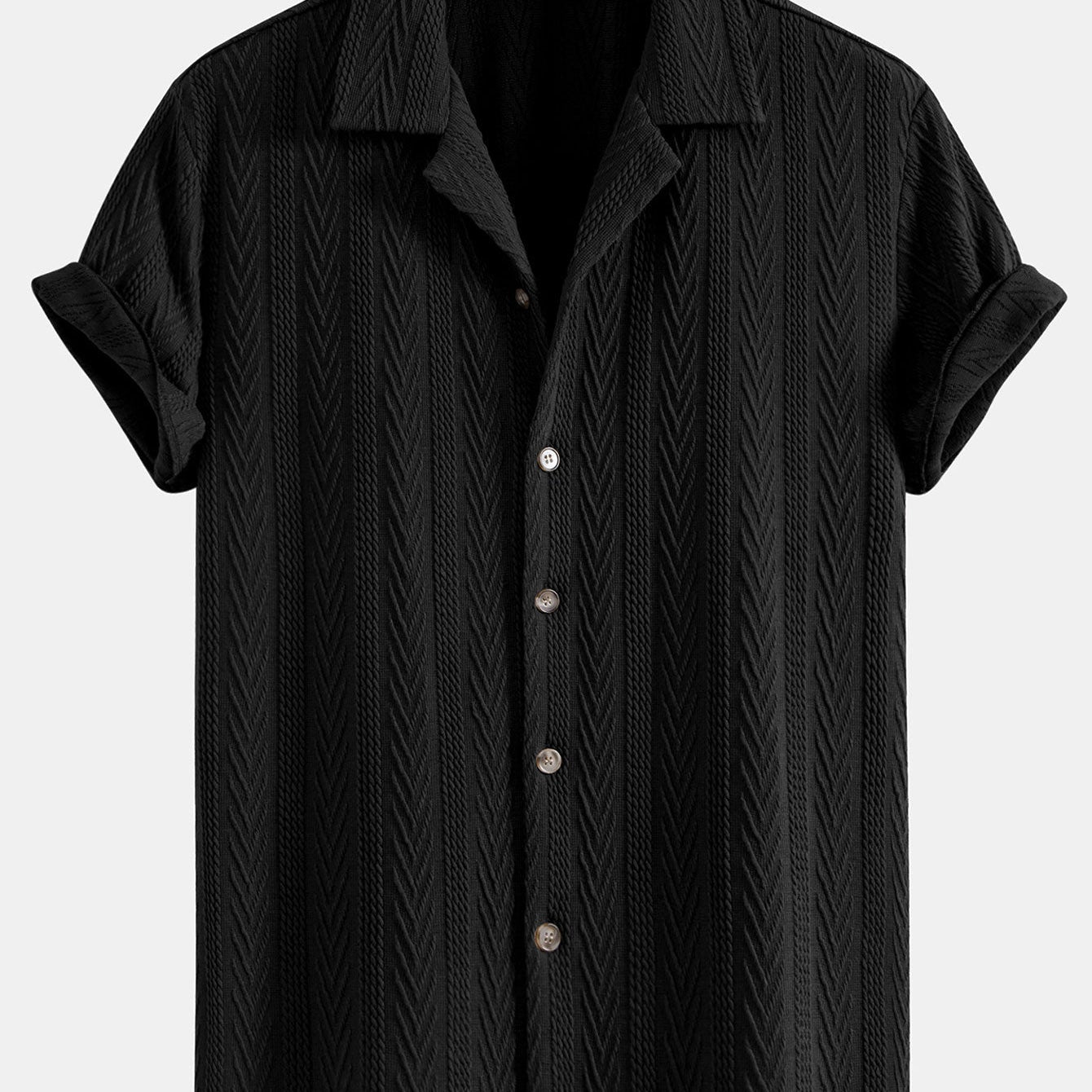 Textured Jacquard Cuban-Style Shirt