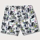 Palm Tree and Sailboat Pattern Swim Shorts