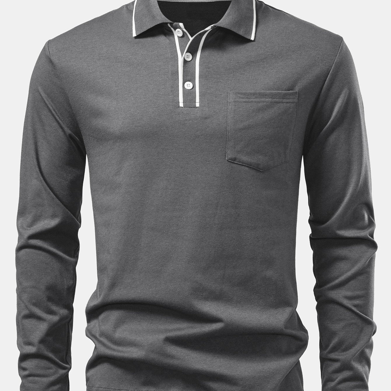 Contrast Pocket Long Sleeve Polo Shirt