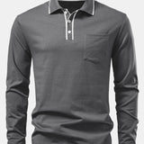 Contrast Pocket Long Sleeve Polo Shirt