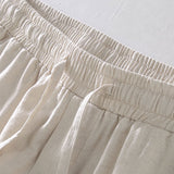 Button-Up Shirt and Drawstring Shorts Set in Linen-Rayon Blend