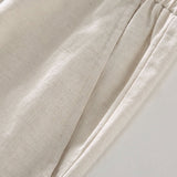 Button-Up Shirt and Drawstring Shorts Set in Linen-Rayon Blend