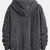 Geometric Jacquard Zip-Up Teddy Jacket