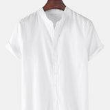 Short Sleeve Linen-Style Basic Shirts & Straight Leg Linen Trousers