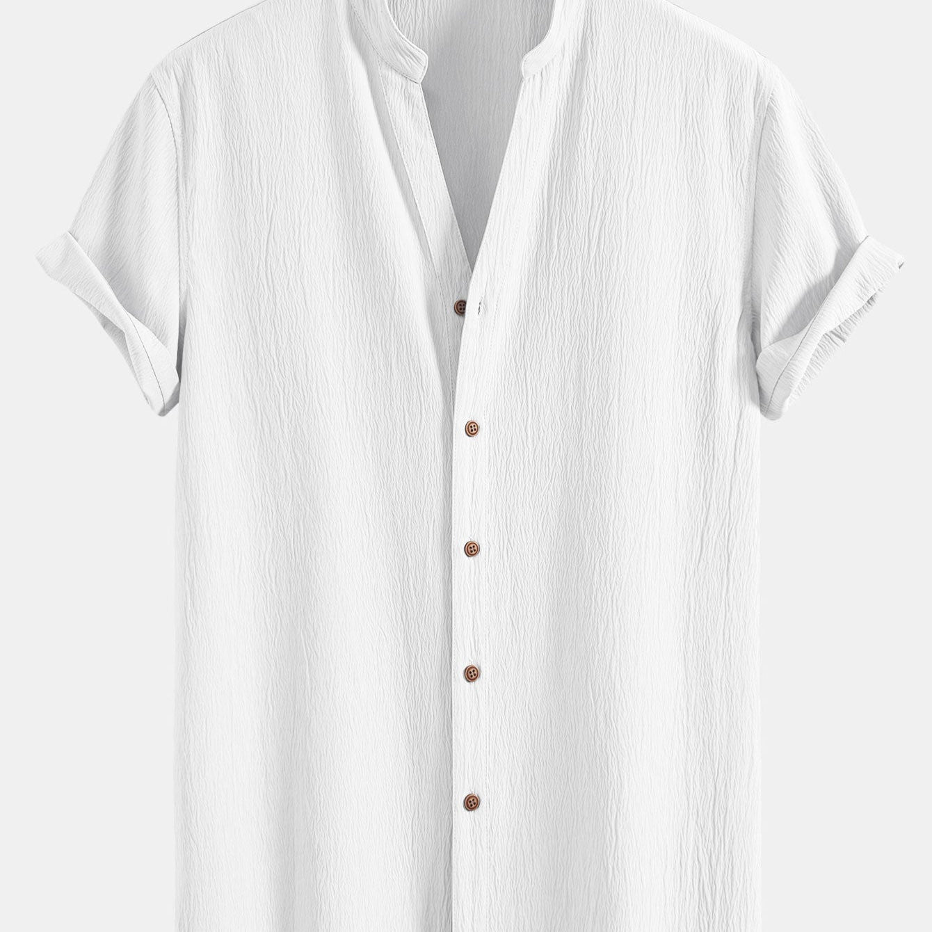 Textured V-Neck Shirt with Wrinkle Detail