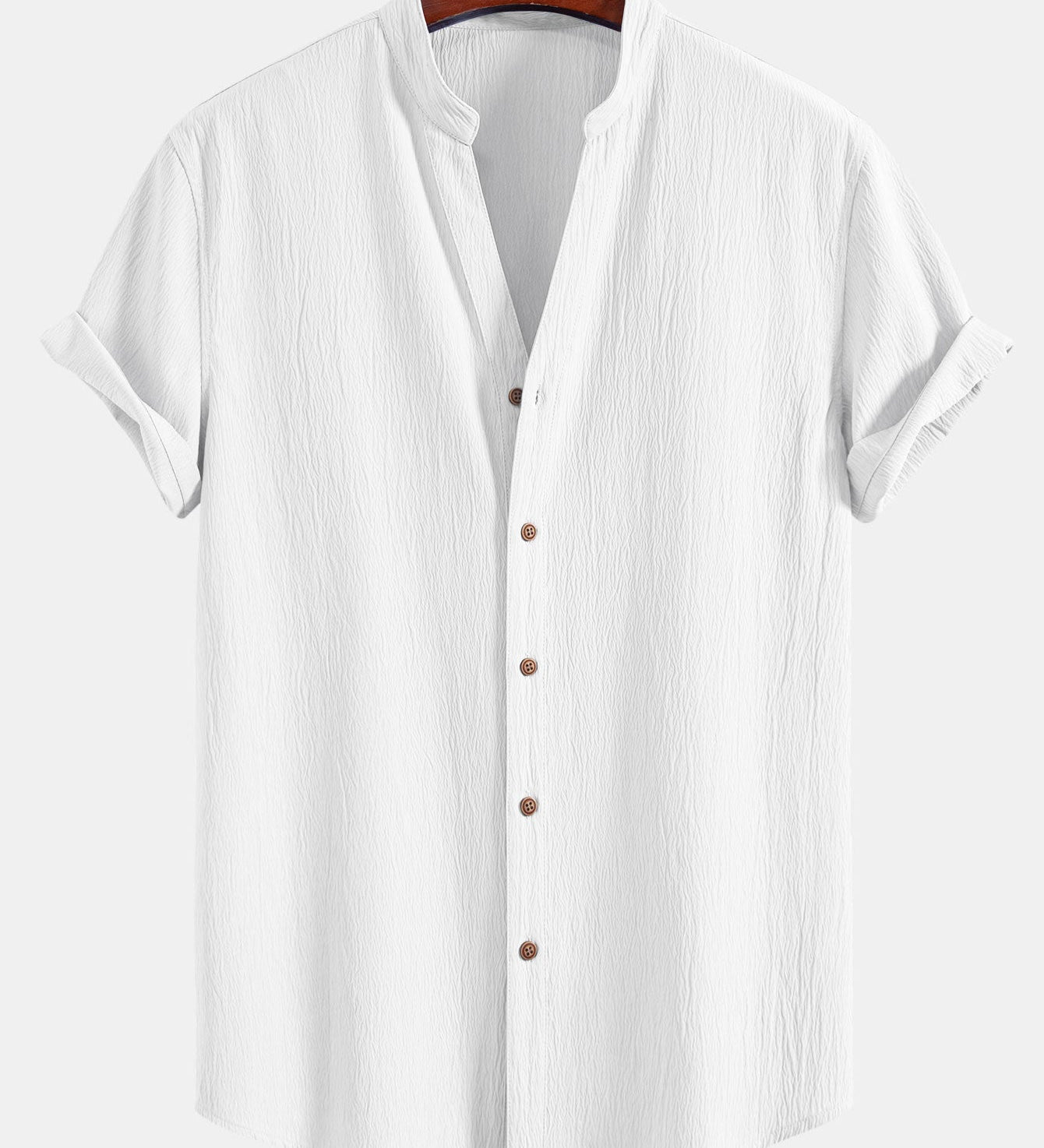 Textured V-Neck Shirt with Wrinkle Detail