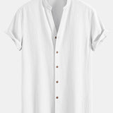 Textured V-Neck Shirt with Wrinkle Detail