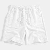Relaxed Fit Geometric Jacquard V-Neck T-Shirt with Three-Quarter Sleeves and Shorts