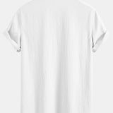 Textured V-Neck Shirt with Wrinkle Detail
