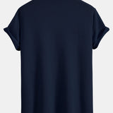 V-Neck Ribbed Polo with Short Sleeves & Straight Leg Ribbed Trousers