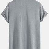 Geometric Knit Polo Shirt with Rhombus Texture