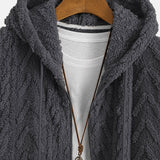 Geometric Jacquard Zip-Up Teddy Jacket