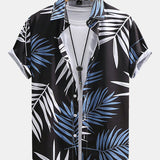 Button-Up Shirt with Tropical Leaf Print