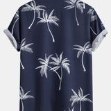 Button-Up Shirt with Palm Tree Print