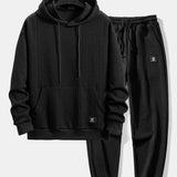 Comfortable Geometric Jacquard Hoodie and Jogger Set