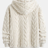 Geometric Jacquard Zip-Up Teddy Jacket