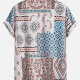 Scarf Print Button-Up Shirt with Matching Swim Shorts