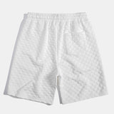 Checkerboard Stand Collar Shirt with Matching Jacquard Shorts