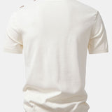 Geometric Stripe Jacquard Knit Polo Shirt