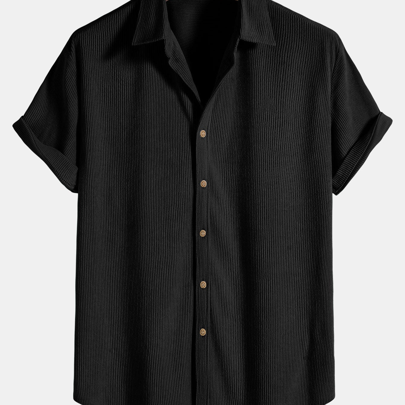 Corduroy Button Up Short Sleeved Shirt