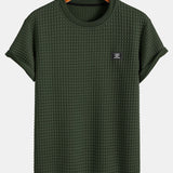 Short Sleeve Waffle Knit T-Shirt with Arc Hem & Matching Shorts