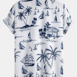 Island-Inspired Button-Up Shirt & Striped Swim Shorts Set