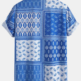 Button-Up Shirt with Paisley Border Design
