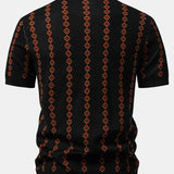 Geometric Pattern V-Neck Knit Polo