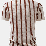 Striped Eyelet Knit Top & Straight-Leg Linen Trousers