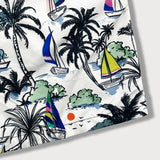 Palm Tree and Sailboat Pattern Swim Shorts