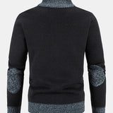 Faux Suede Patchwork Zip-Up Sweater