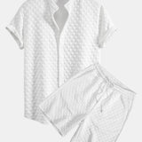 Checkerboard Stand Collar Shirt with Matching Jacquard Shorts