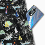 Palm Tree and Sailboat Pattern Swim Shorts