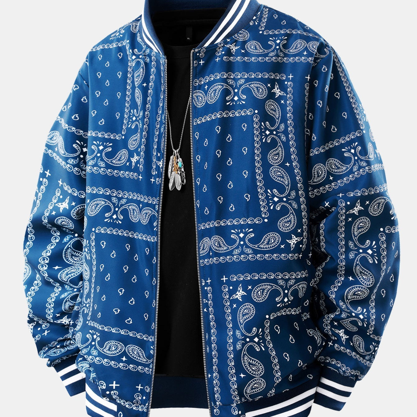 Paisley Patterned Baseball Jacket