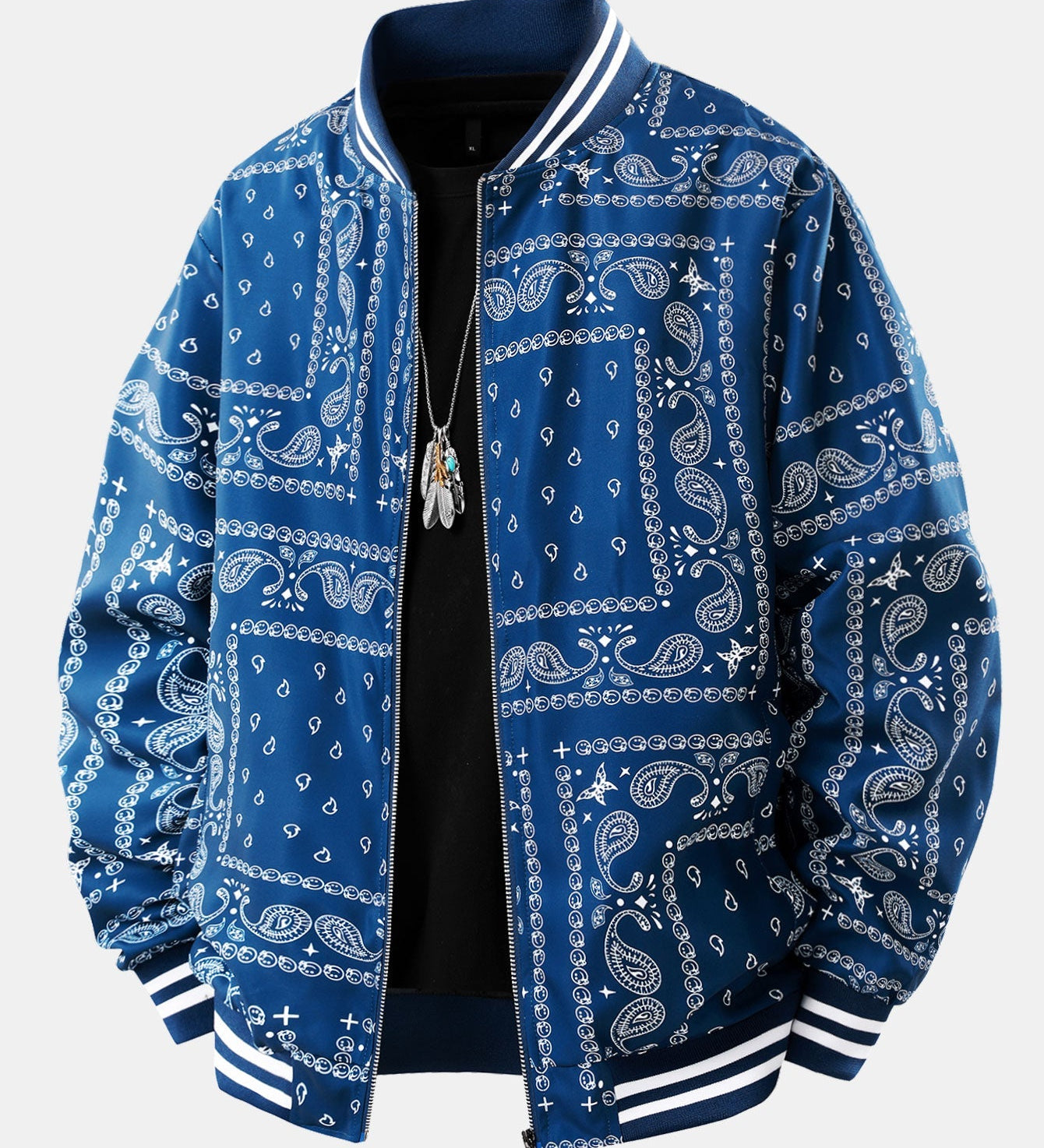 Paisley Patterned Baseball Jacket