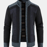 Faux Suede Patchwork Zip-Up Sweater