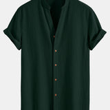 Textured V-Neck Shirt with Wrinkle Detail