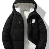 Teddy-Fleece Lined Corduroy Hooded Puffer Jacket