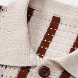 Striped Eyelet Knit Top & Straight-Leg Linen Trousers