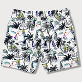 Palm Tree and Sailboat Pattern Swim Shorts