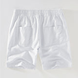 Short Sleeve Stand Collar Shirt with Linen Drawstring Shorts