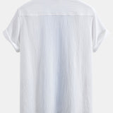 Textured Cuban Shirt with Contrast Details & Straight-Leg Trousers