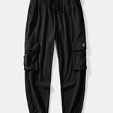 Waffle Knit Hooded T-Shirt with Arc Hem & Drawstring Corduroy Cargo Joggers