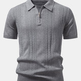 Twisted Jacquard Knit Zipper Polo & Slim Fit Tapered Pants