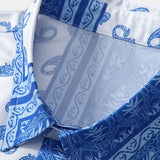 Button-Up Shirt with Paisley Border Design