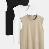 Set of 3 Solid Cotton Sleeveless Tees